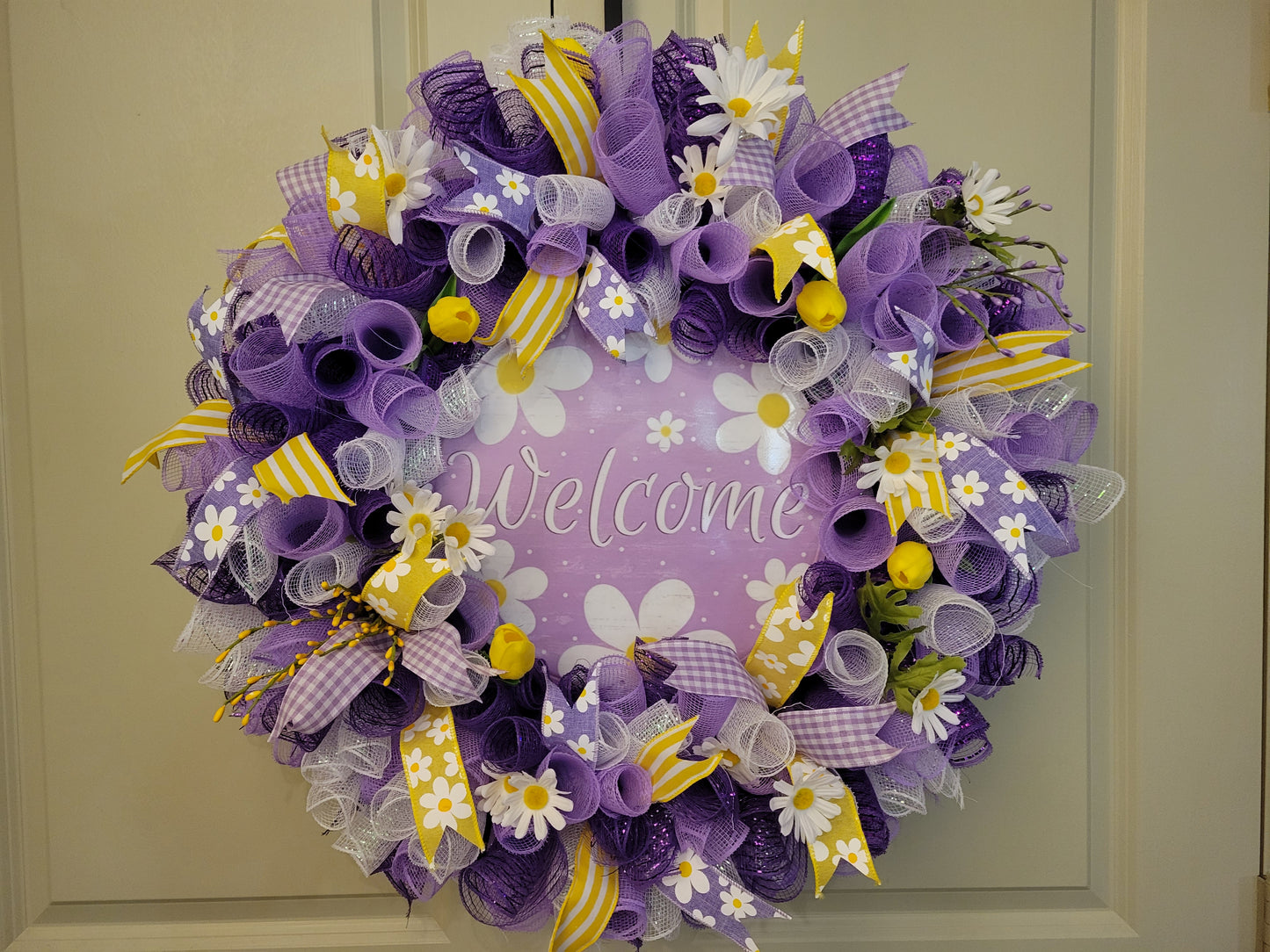 Purple and Yellow Welcome Wreath