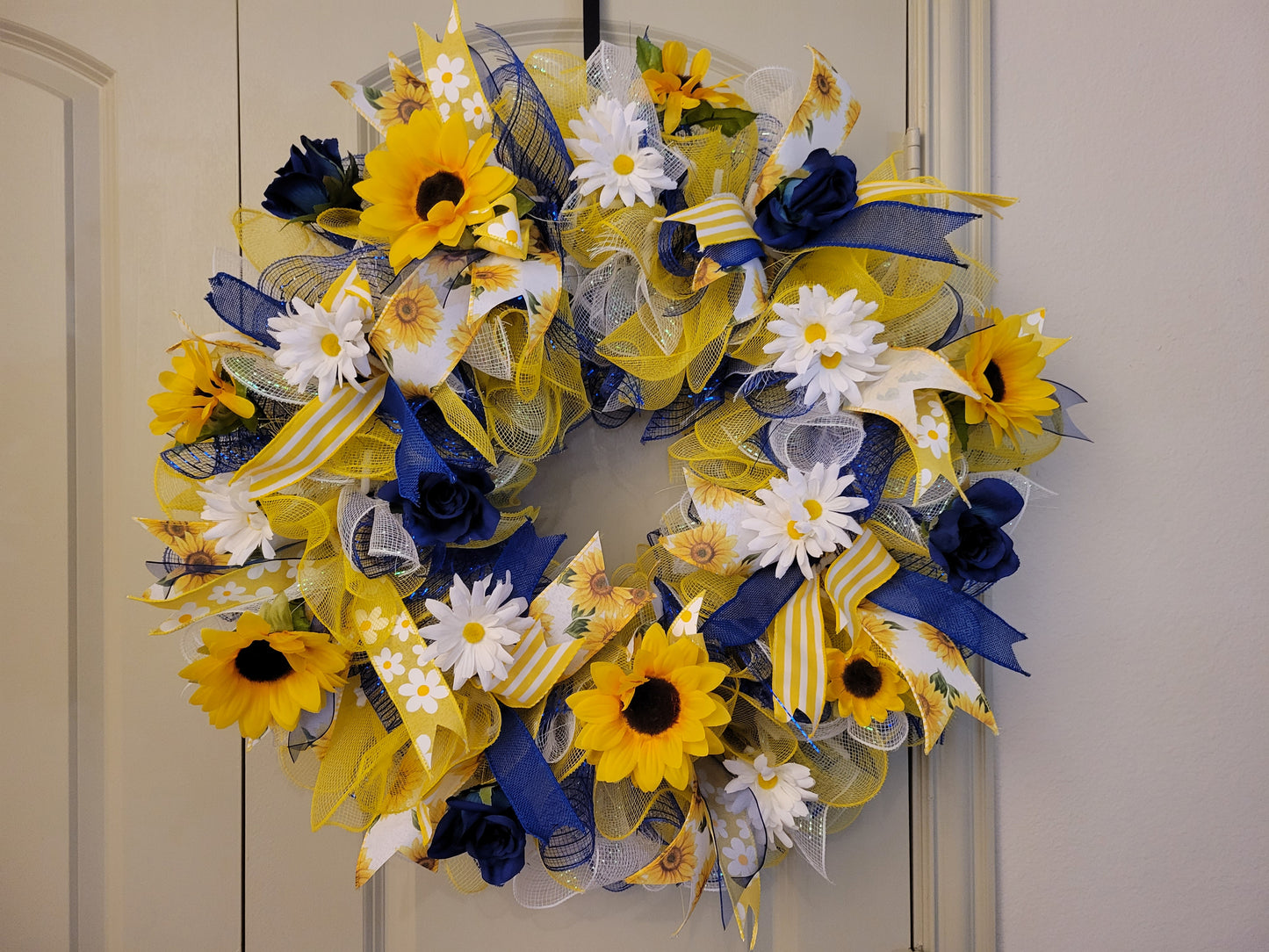 Colorful Blue and Yellow Floral Wreath